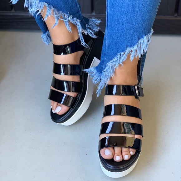 Patent Caged Gladiator Strappy Platform Sandal - Picture 3 of 5